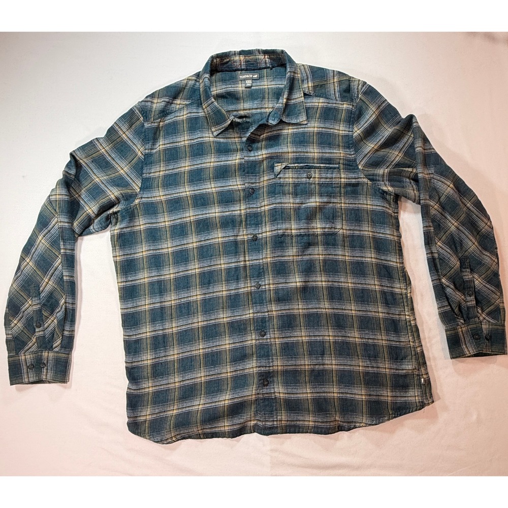 Toad&Co Mens Singlejack LS Shirt XXL Teal Plaid Flannel Button Down